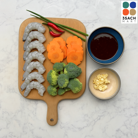  [RTC] Tôm Xào Rau Củ (Khay 450g) 