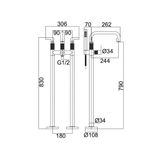  Vòi bồn tắm có sen cầm tay gắn sàn phong cách công nghiệp - 24012 