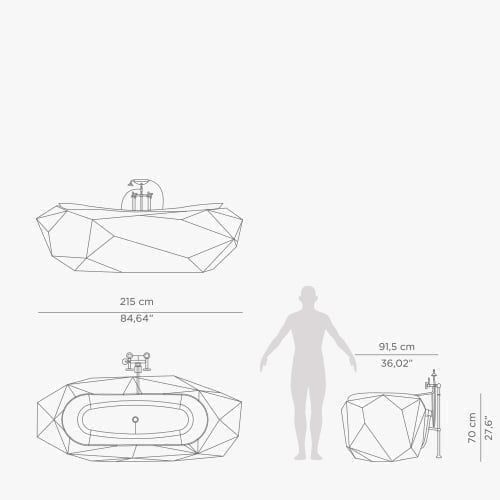  Bồn tắm Diamond White Faux Marbled Matt Gold 