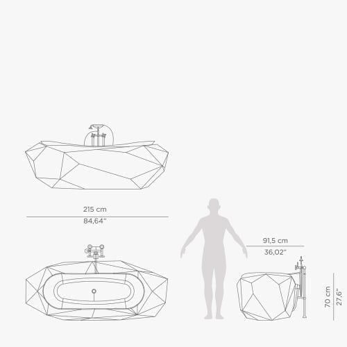  Bồn tắm Diamond White Faux Marbled Matt Gold 