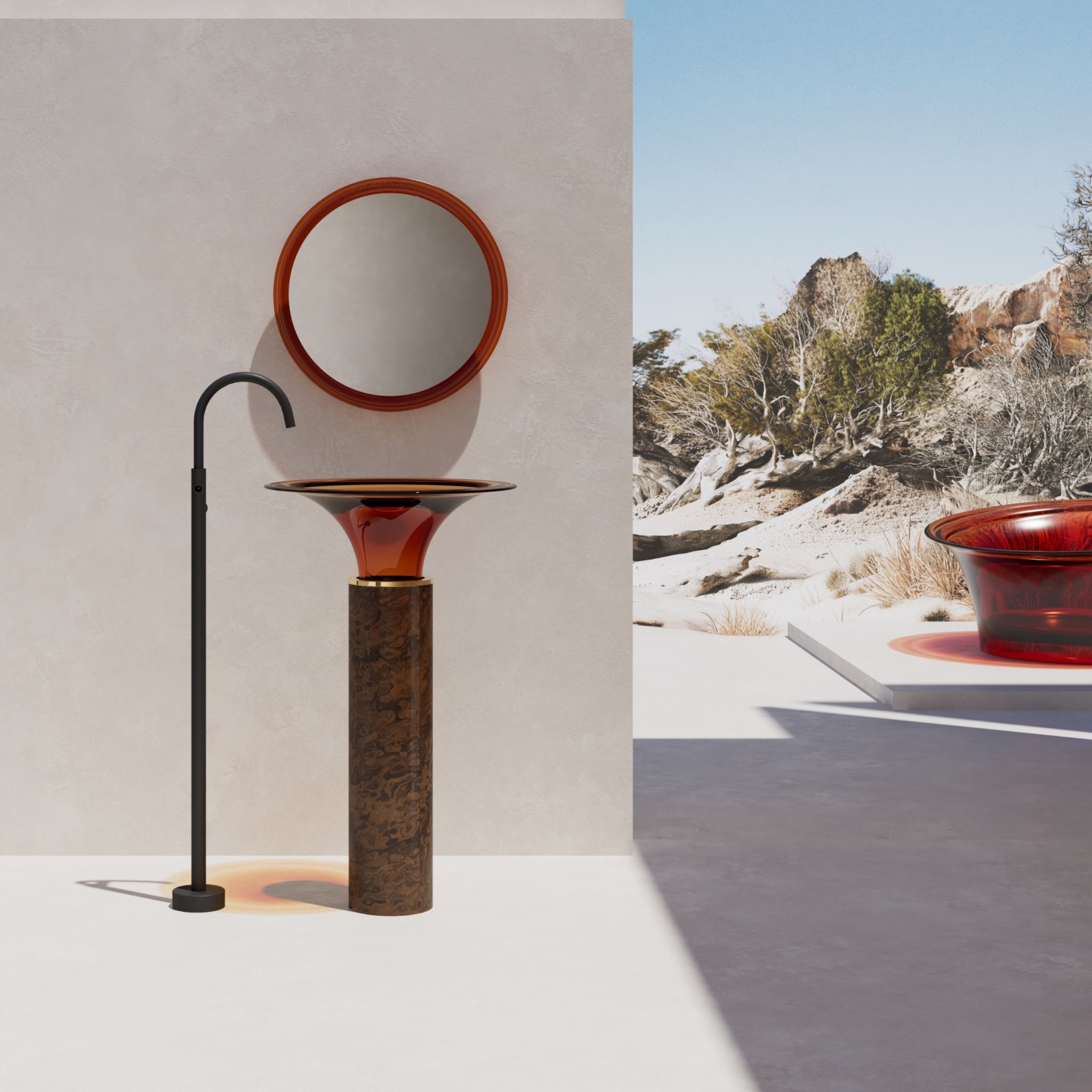  Chậu lavabo chân dài trong suốt - 99101S 