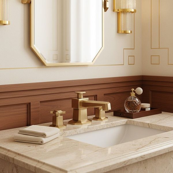  Vòi chậu lavabo 3 lỗ bằng đồng Art Déco 