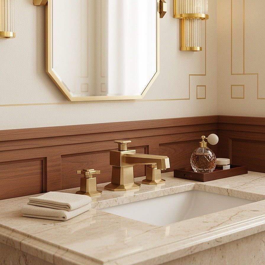  Vòi chậu lavabo 3 lỗ bằng đồng Art Déco 