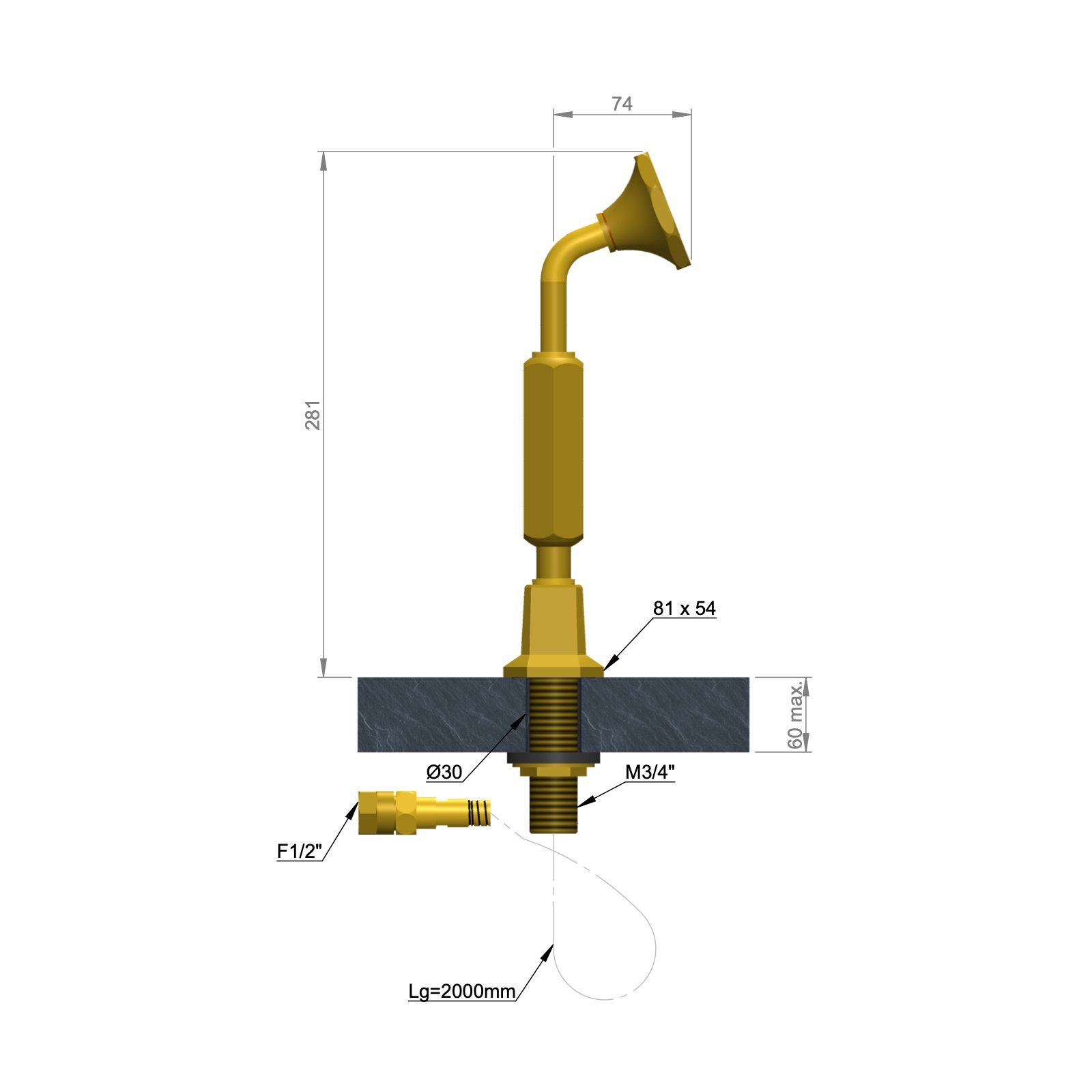  Vòi sen cầm tay bằng đồng Art Déco 