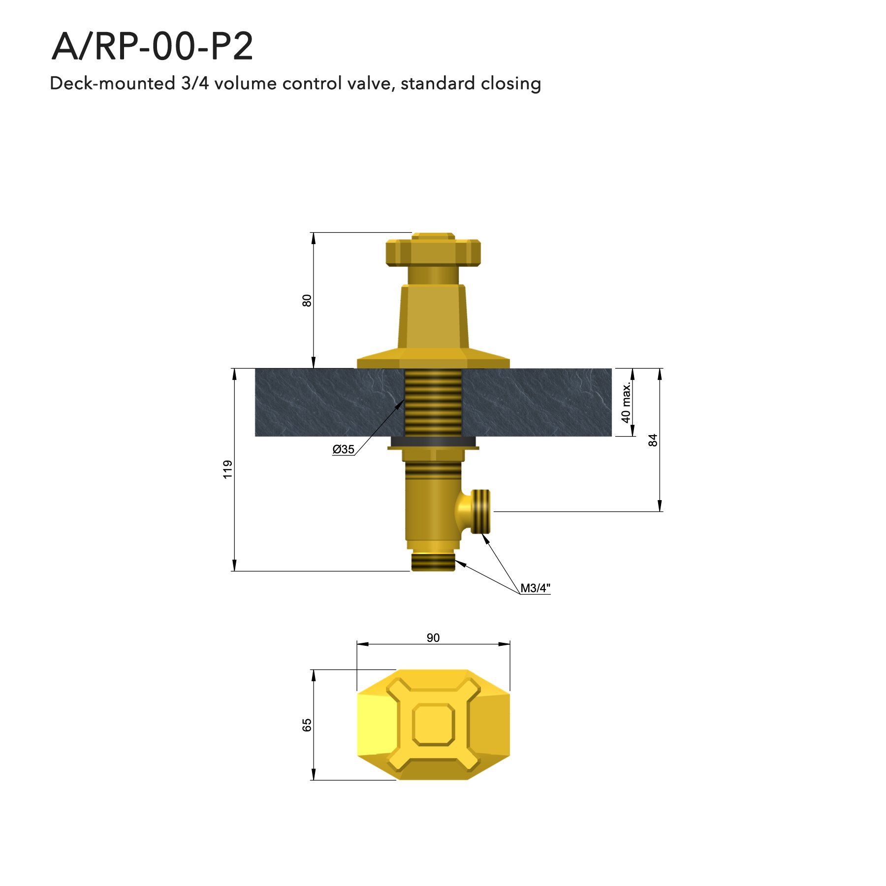  Valve điều chỉnh lưu lượng nước bằng đồng Art Déco 