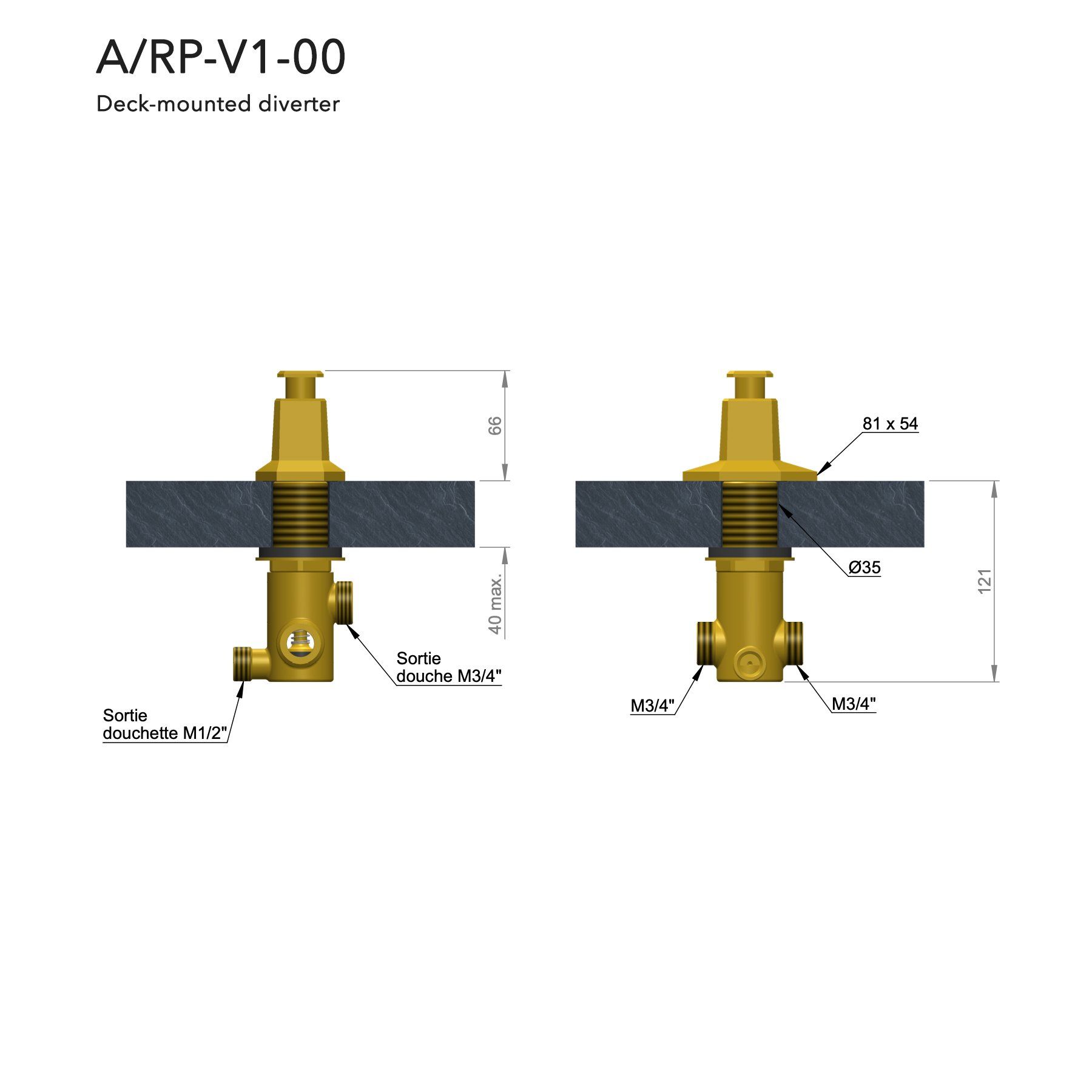  Valve điều hướng bằng đồng Art Déco 