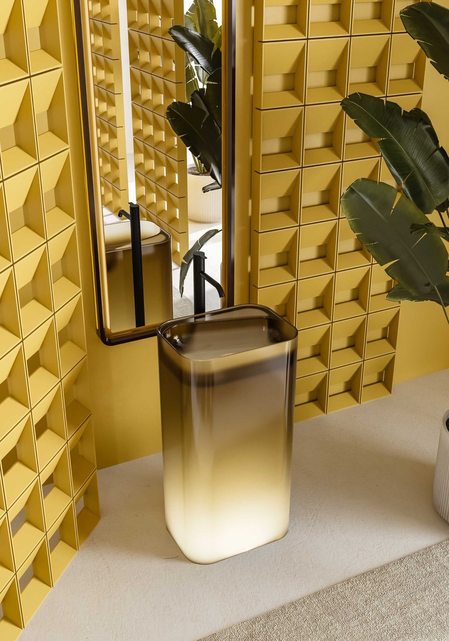  Chậu lavabo chân dài đặt sàn trong suốt - ANEMONE 01 