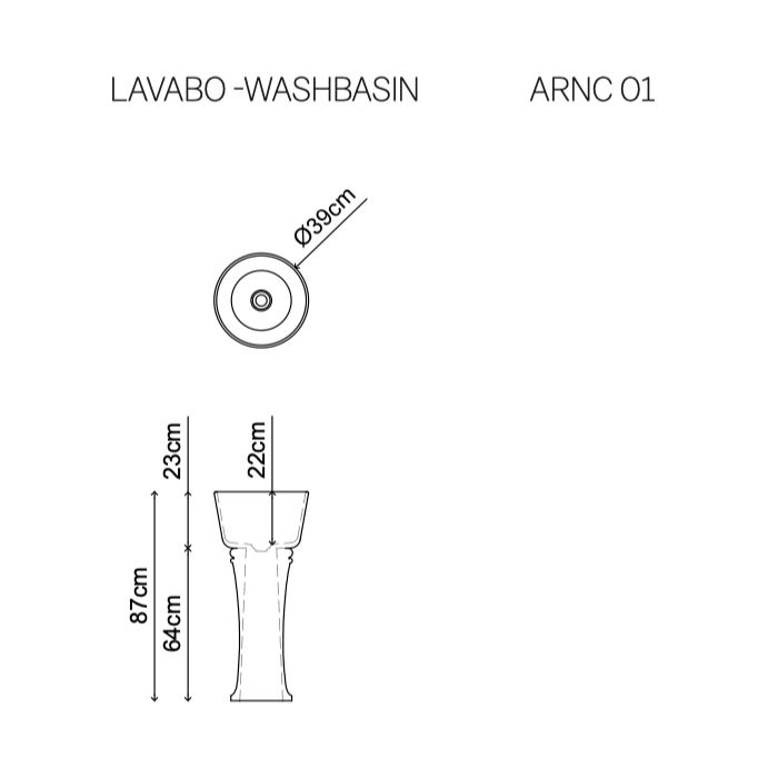  Chậu lavabo chân dài đặt sàn trong suốt - ARTEMIDE 01 