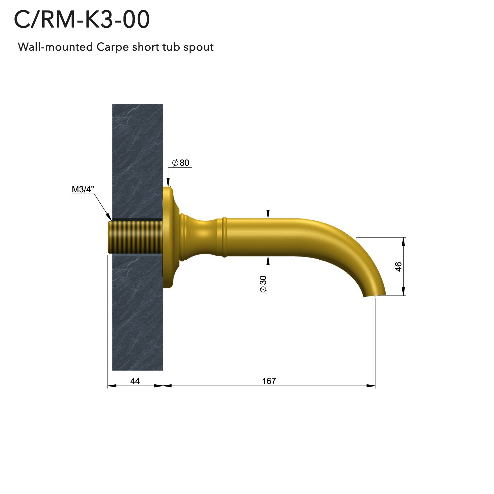  Vòi nước bồn tắm gắn tường bằng đồng Carpe & Lyre - C / RM-K3-00 
