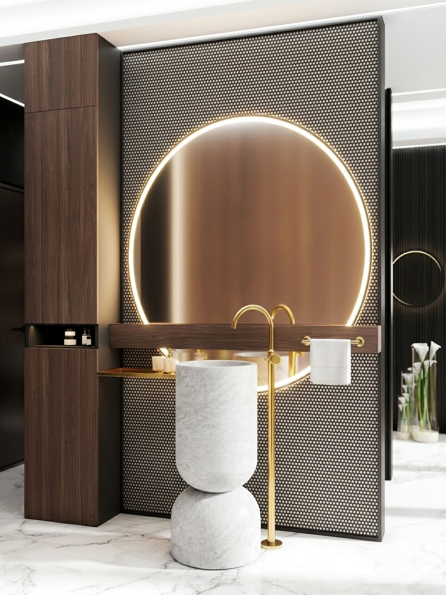  Chậu rửa mặt chân dài bằng đá marble tự nhiên - Casa Lusso 
