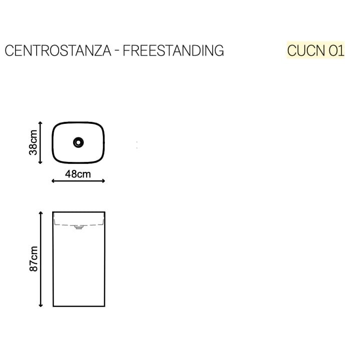  Chậu lavabo chân dài đặt sàn solid surface - CUBE 01 