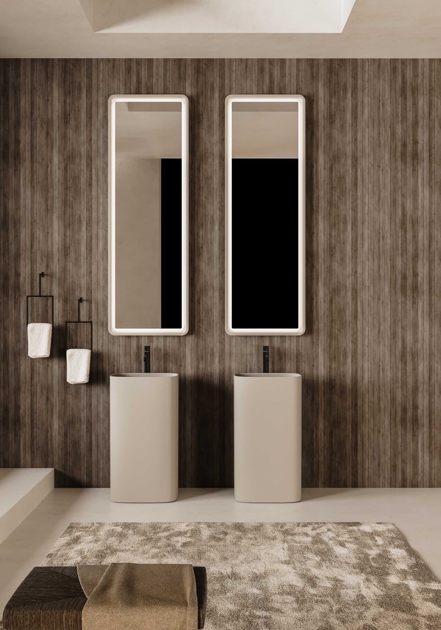  Chậu lavabo chân dài đặt sàn solid surface - CUBE 01 