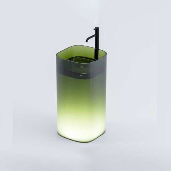  Chậu lavabo chân dài đặt sàn trong suốt - CUBE 02 