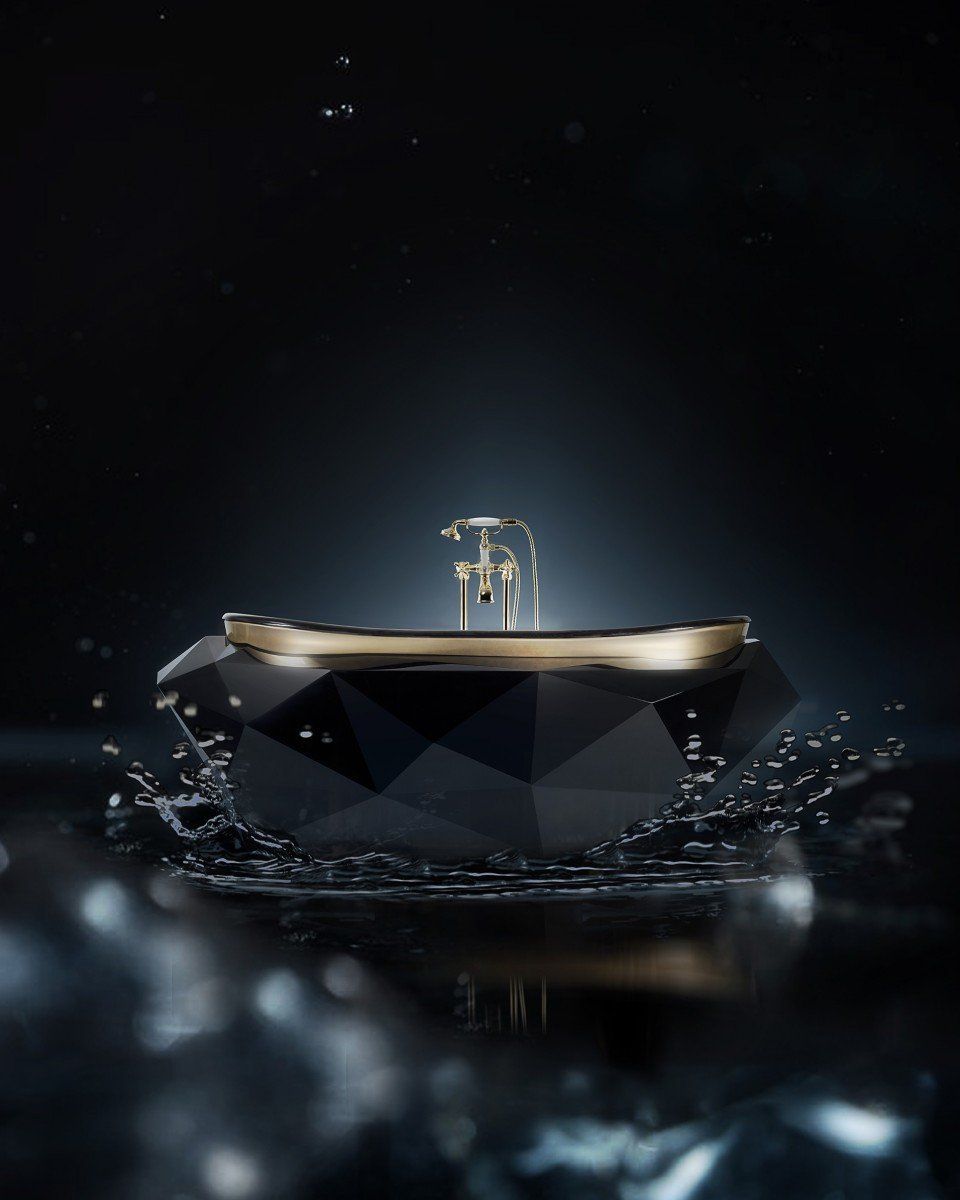  Bồn tắm Diamond Black Matt Gold 