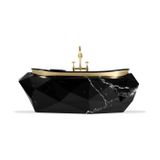  Bồn tắm Diamond Black Faux Marbled White Line Glossy Gold 