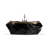  Bồn tắm Diamond Black Faux Marbled White Line Matt Gold 