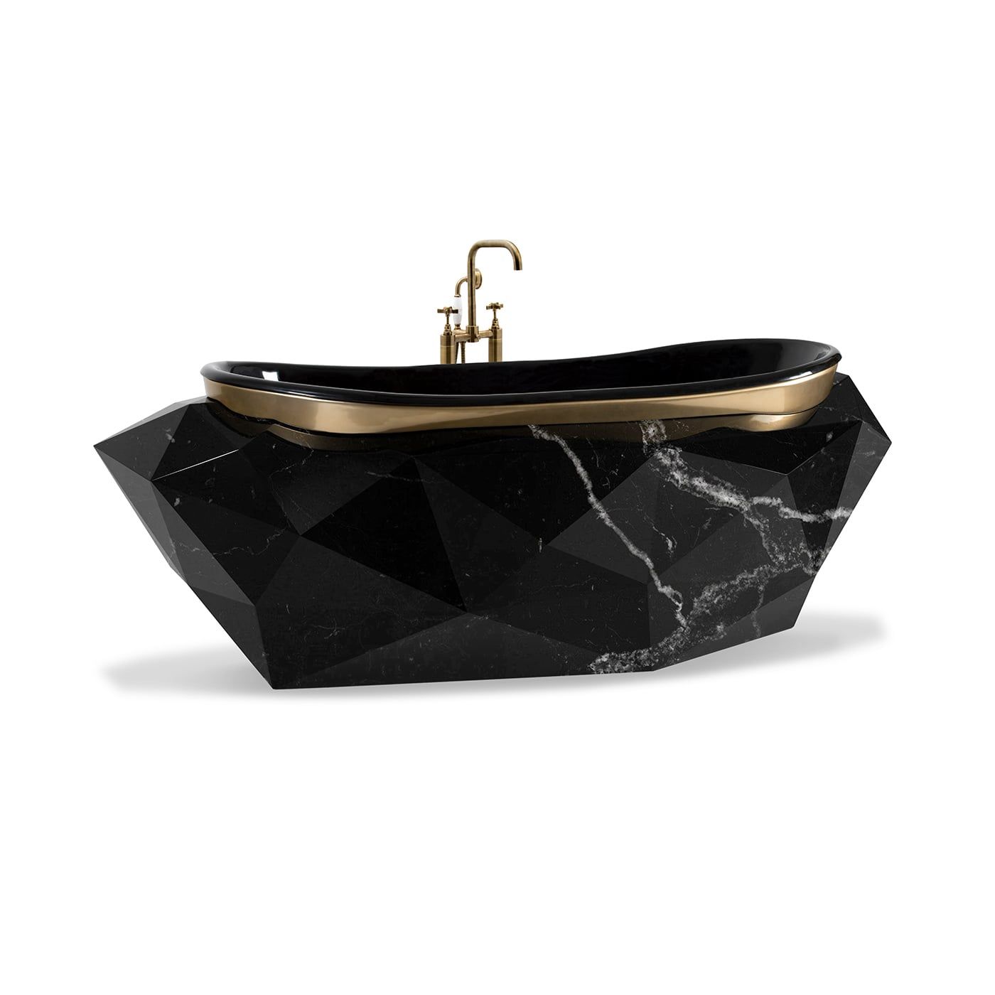  Bồn tắm Diamond Black Faux Marbled White Line Matt Gold 