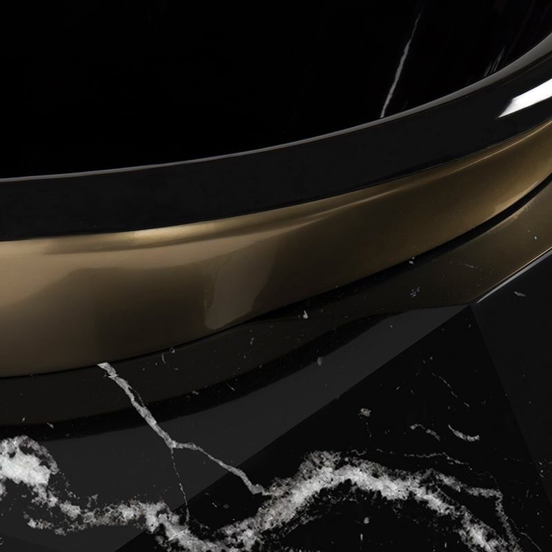  Bồn tắm Diamond Black Faux Marbled White Line Matt Gold 