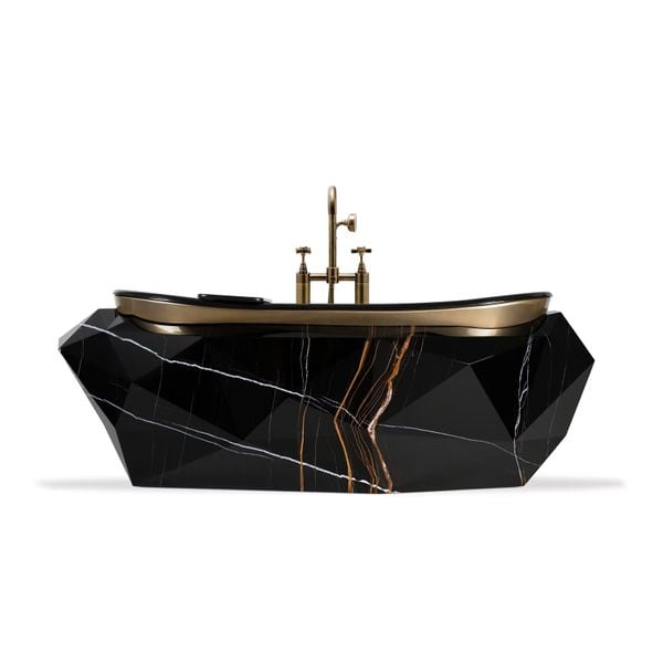  Bồn tắm Diamond Black Faux Marbled Matt Gold 