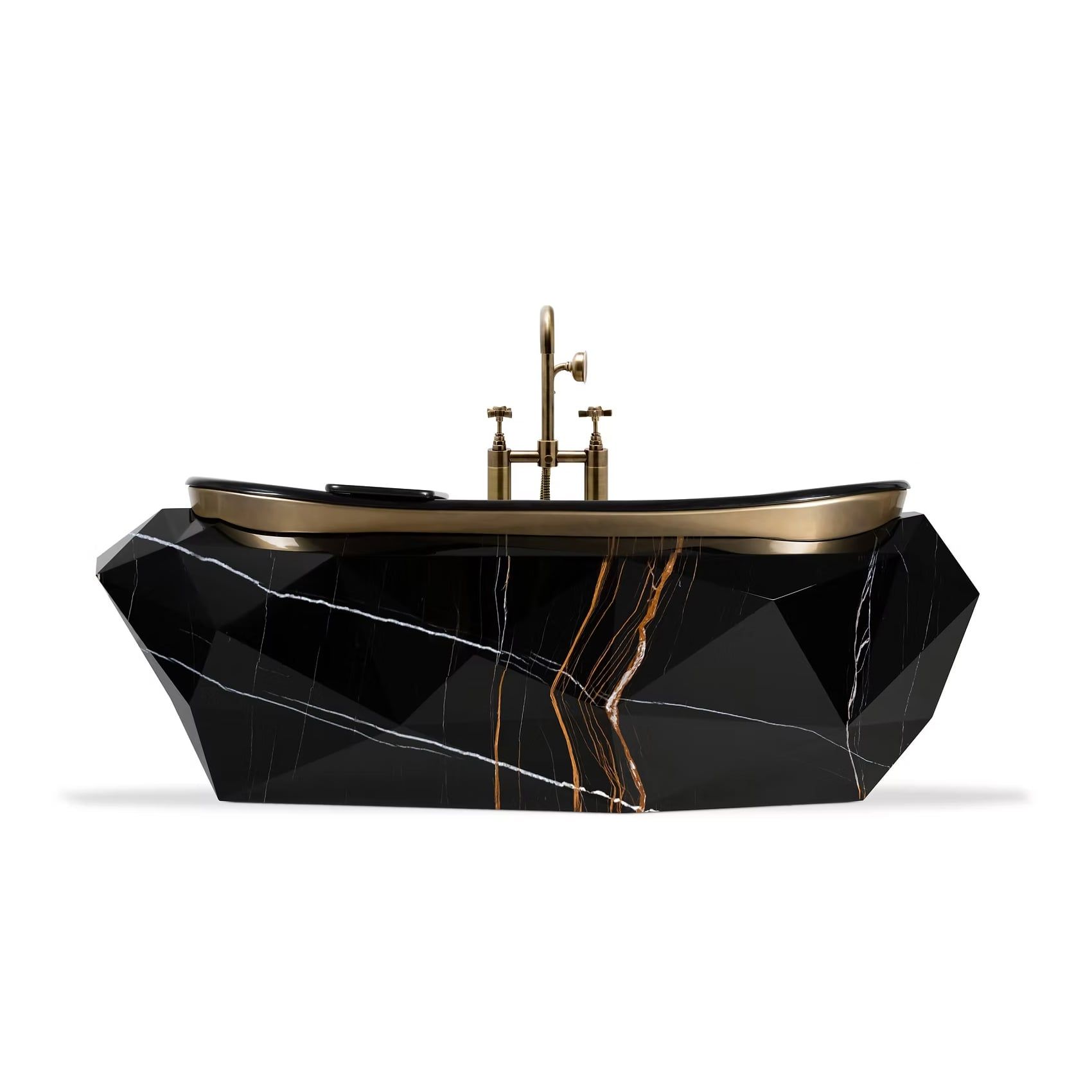  Bồn tắm Diamond Black Faux Marbled Matt Gold 