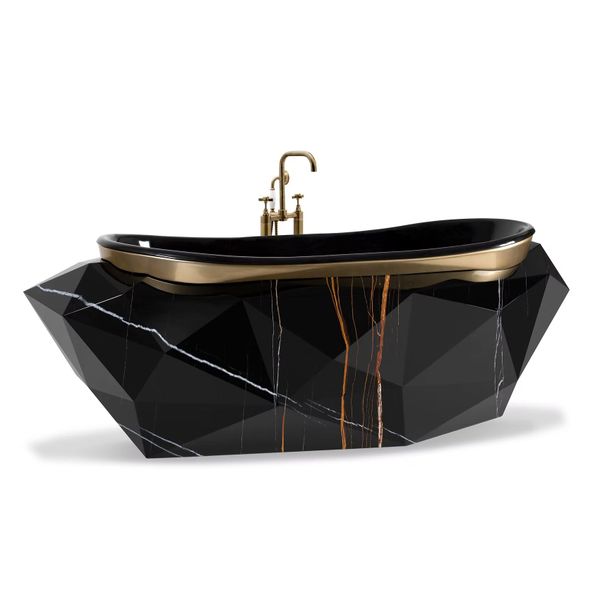  Bồn tắm Diamond Black Faux Marbled Matt Gold 