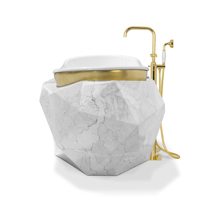  Bồn tắm Diamond White Faux Marbled Glossy Gold 