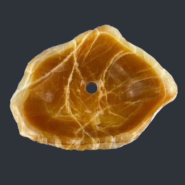  Chậu lavabo đá Orange Calcite tự nhiên - DPOC-01 