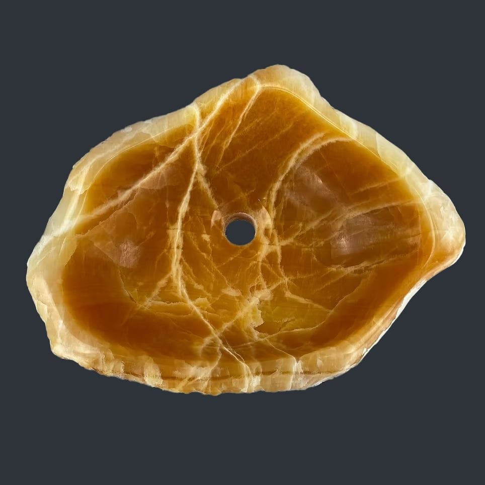 Chậu lavabo đá Orange Calcite tự nhiên - DPOC-01 