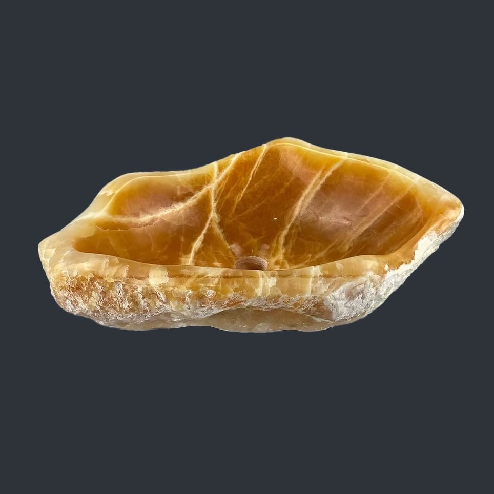  Chậu lavabo đá Orange Calcite tự nhiên - DPOC-01 