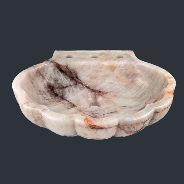  Chậu lavabo hình vỏ sò đá Rose Quartz tự nhiên - DPRQ-01 