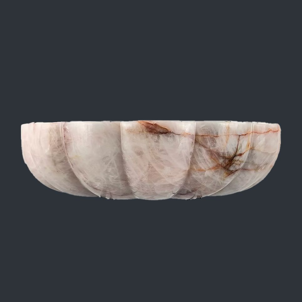  Chậu lavabo hình vỏ sò đá Rose Quartz tự nhiên - DPRQ-01 