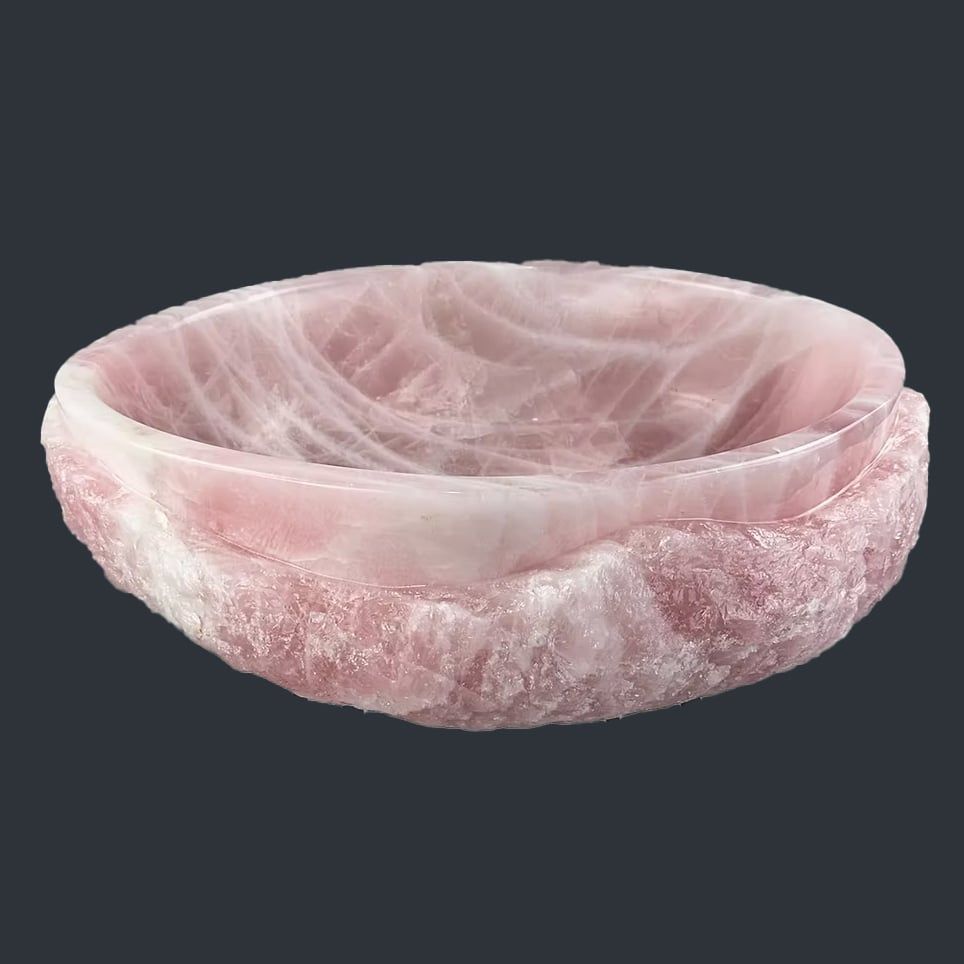  Chậu lavabo đá Rose Quartz tự nhiên - DPRQ-02 