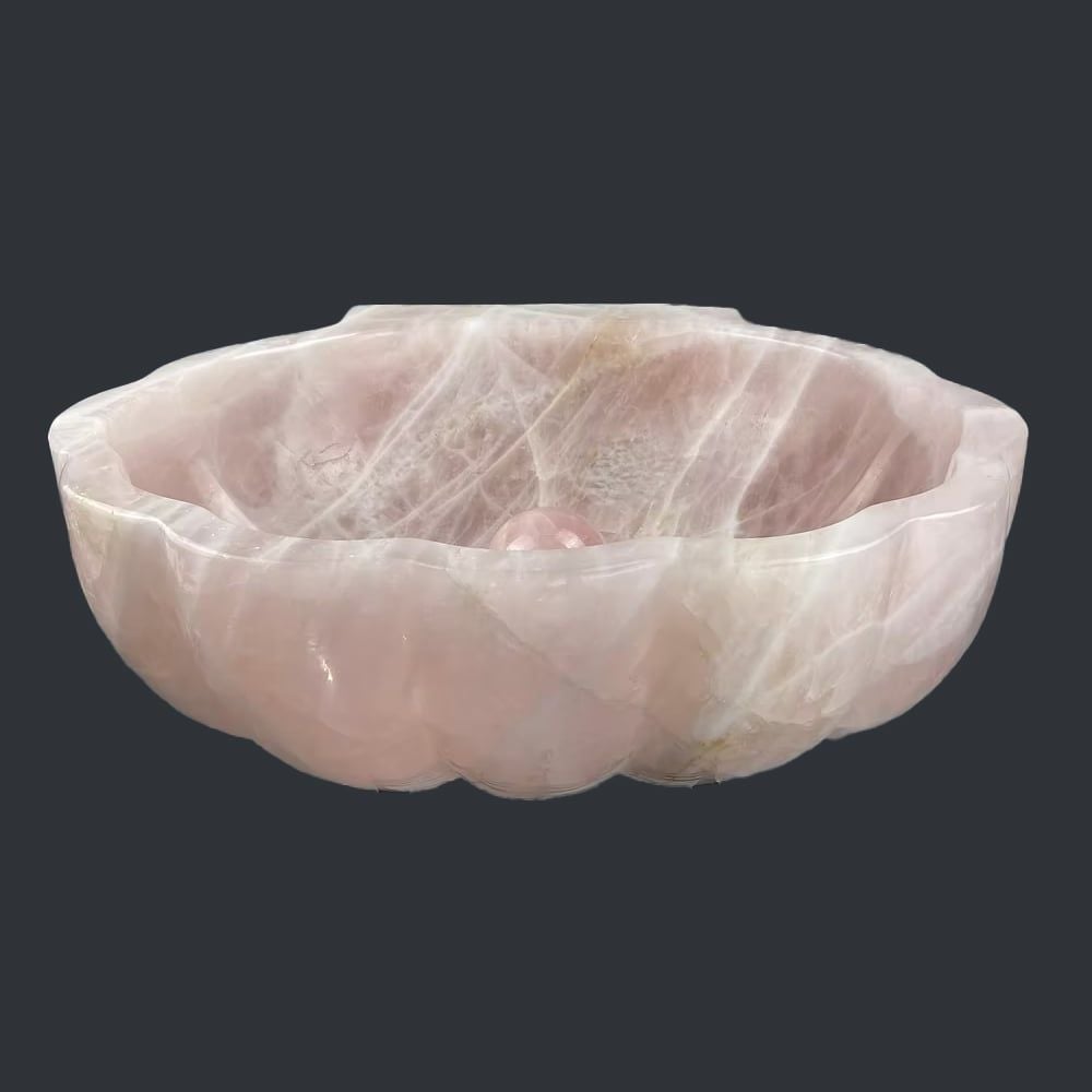  Chậu lavabo đá Rose Quartz tự nhiên - DPRQ-03 