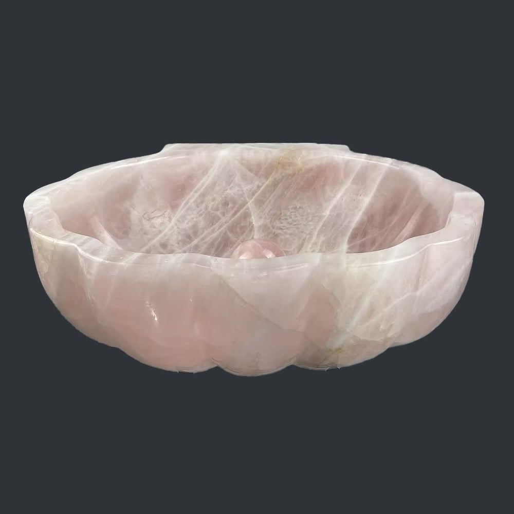  Chậu lavabo đá Rose Quartz tự nhiên - DPRQ-03 