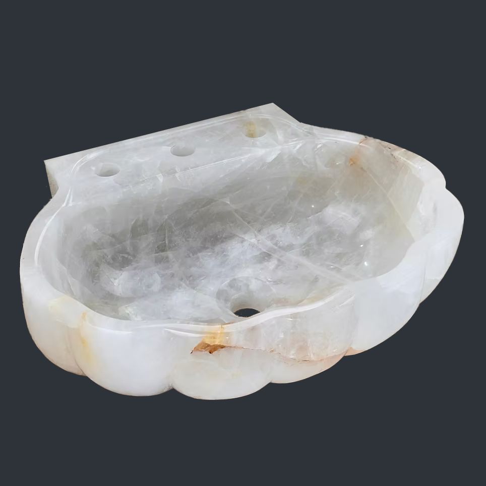  Chậu lavabo hình vỏ sò đá Quartz tự nhiên - DPWQ-01 