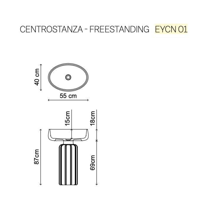  Chậu lavabo chân dài đặt sàn trong suốt - EYES 01 