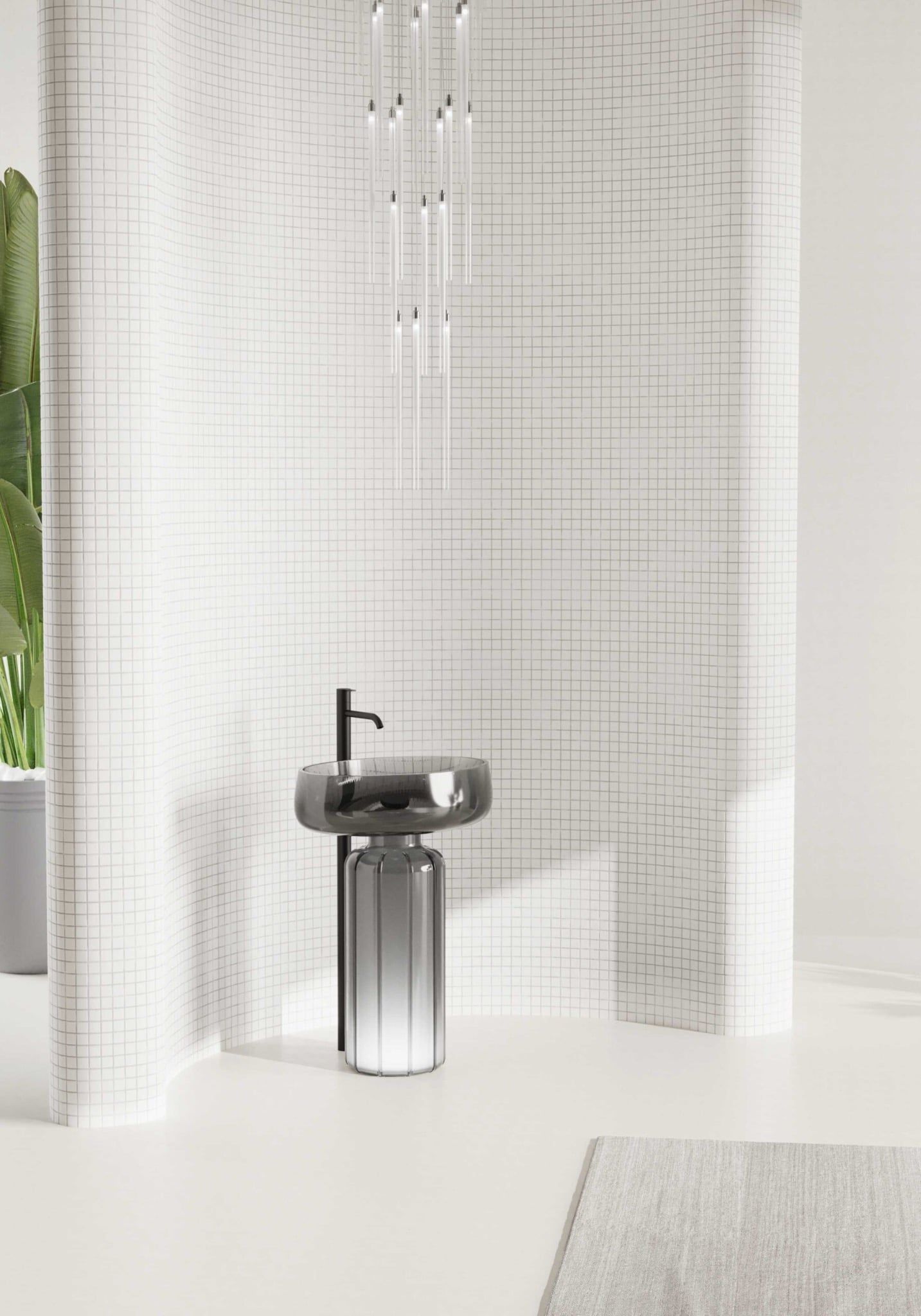  Chậu lavabo chân dài đặt sàn trong suốt - EYES 01 
