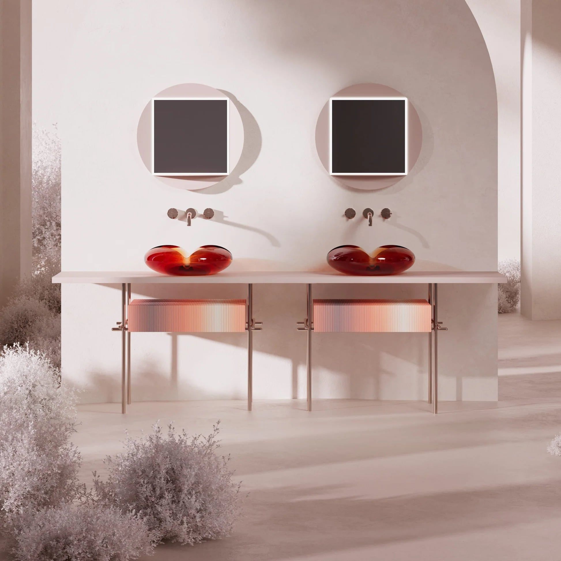  Chậu lavabo đặt bàn trong suốt - HA0811T-Red 