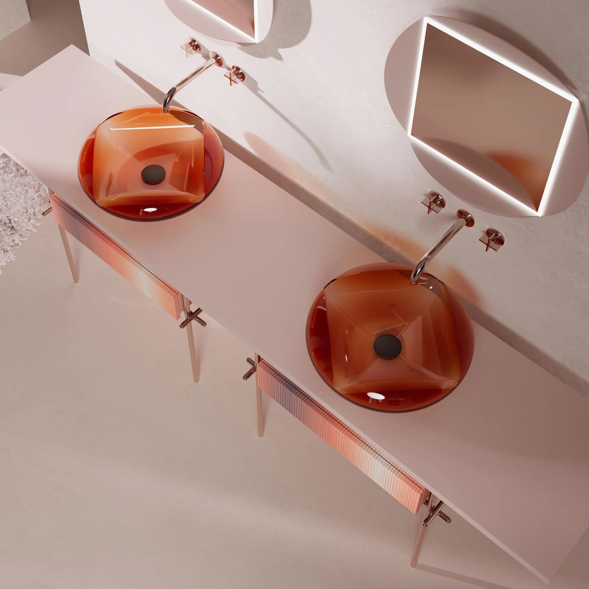  Chậu lavabo đặt bàn trong suốt - HA0811T-Red 