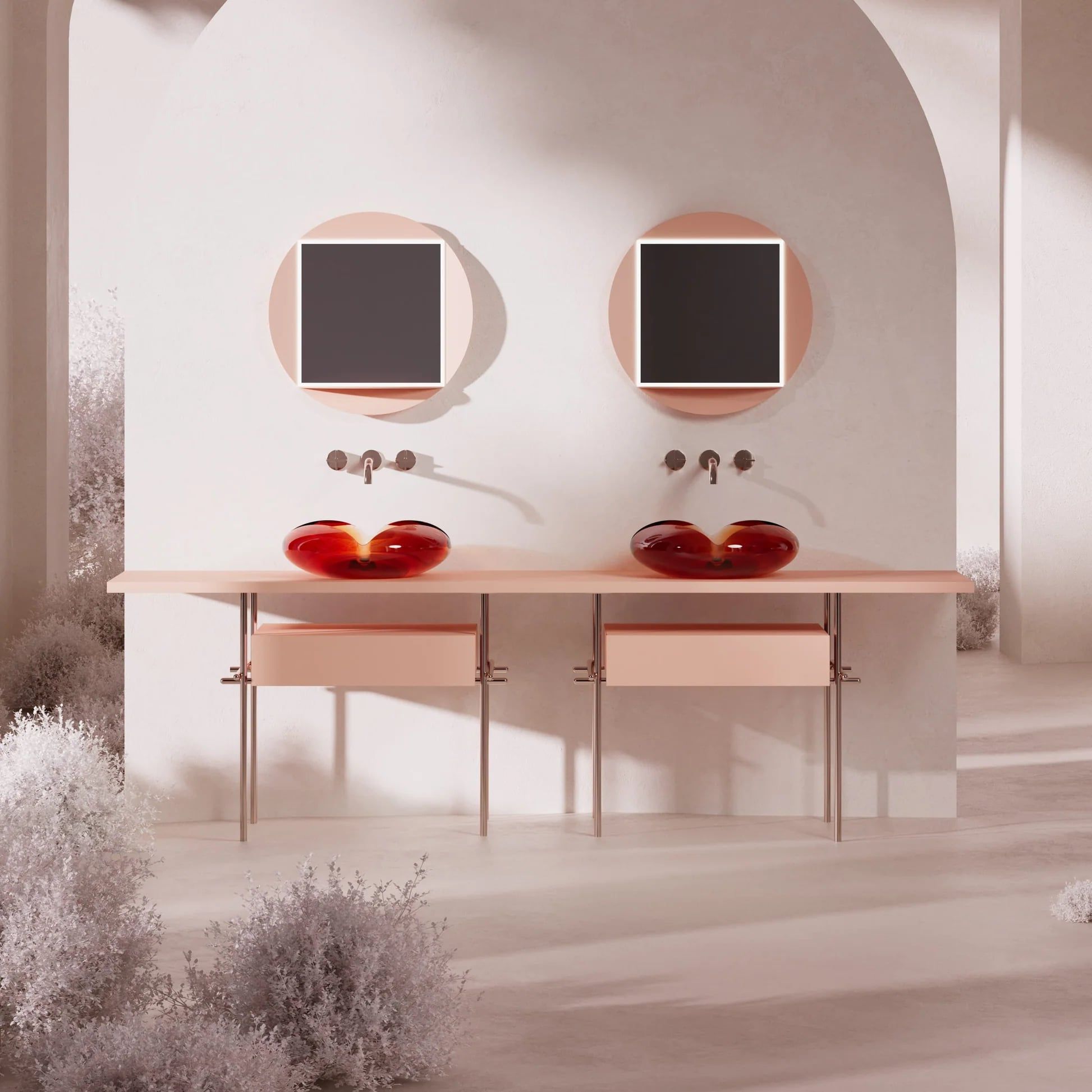  Chậu lavabo đặt bàn trong suốt - HA0811T-Red 