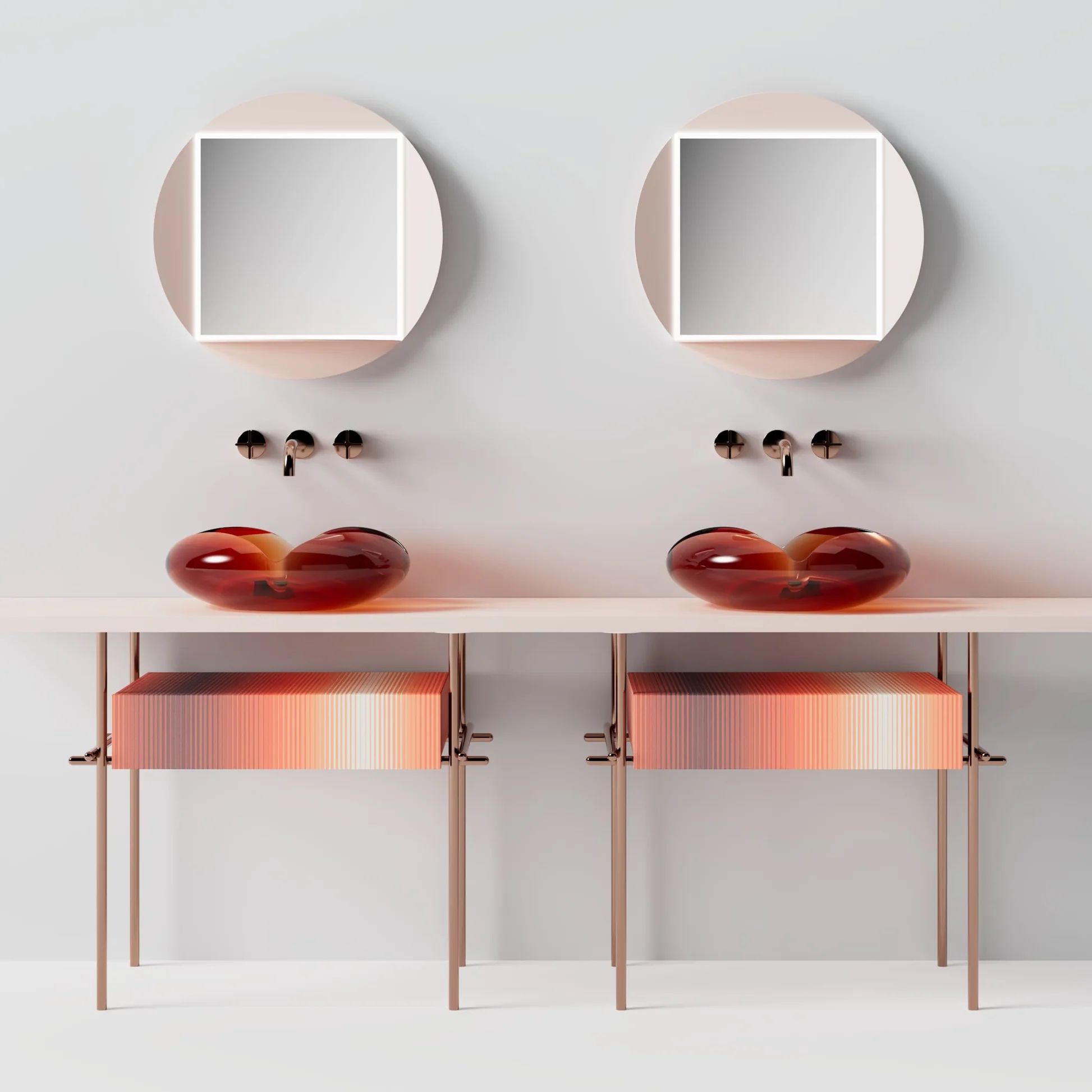  Chậu lavabo đặt bàn trong suốt - HA0811T-Red 