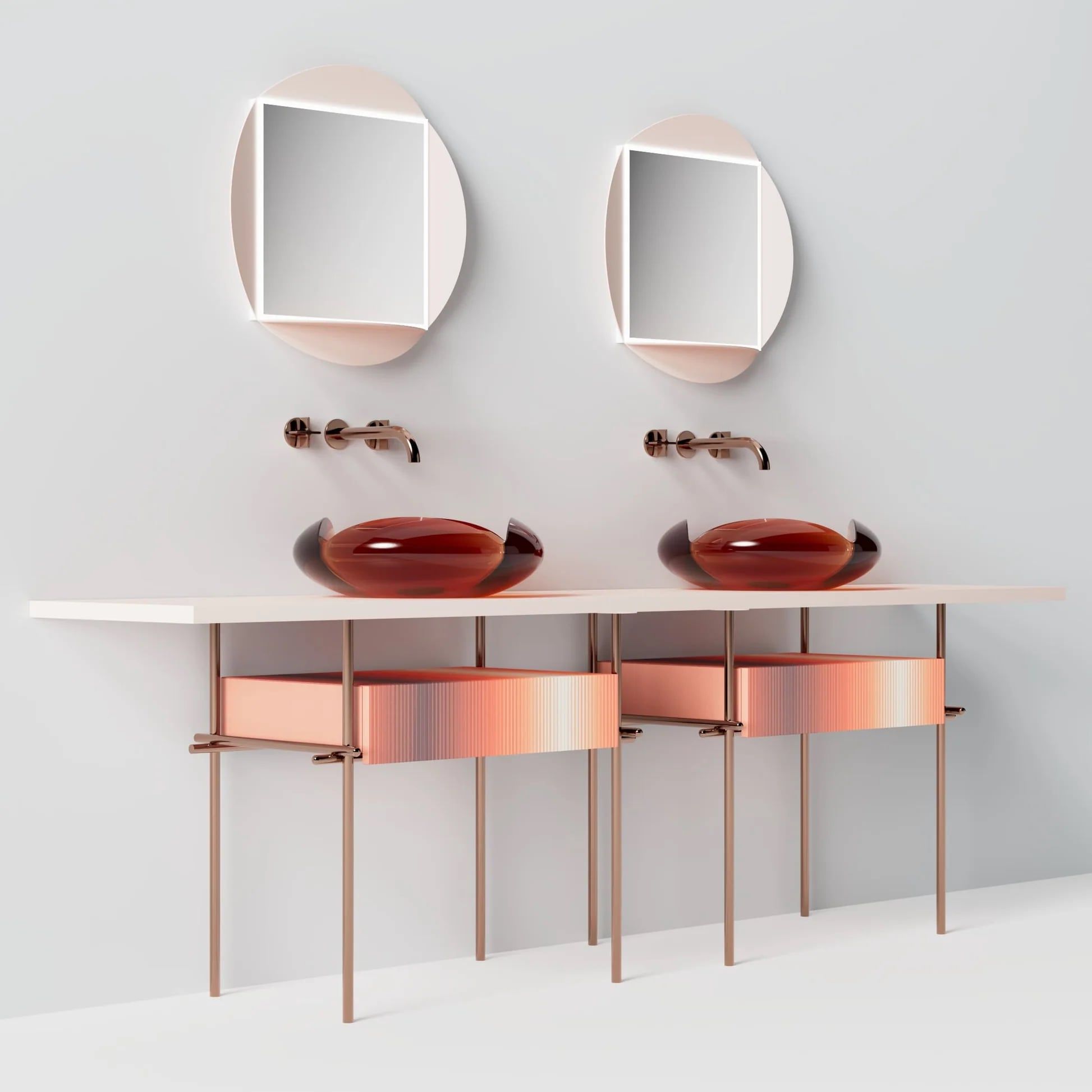  Chậu lavabo đặt bàn trong suốt - HA0811T-Red 