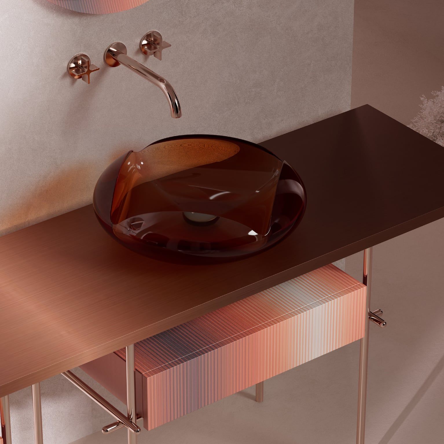  Chậu lavabo đặt bàn trong suốt - HA0811T-Red 