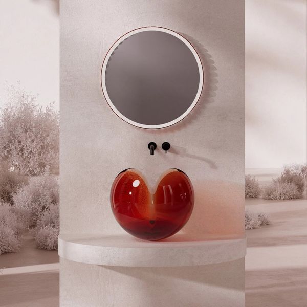  Chậu lavabo đặt bàn trong suốt - HA0812T-Red 