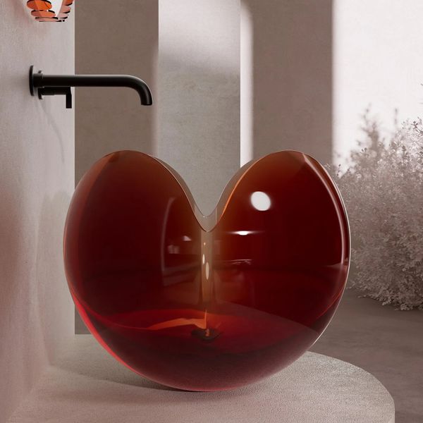  Chậu lavabo đặt bàn trong suốt - HA0812T-Red 