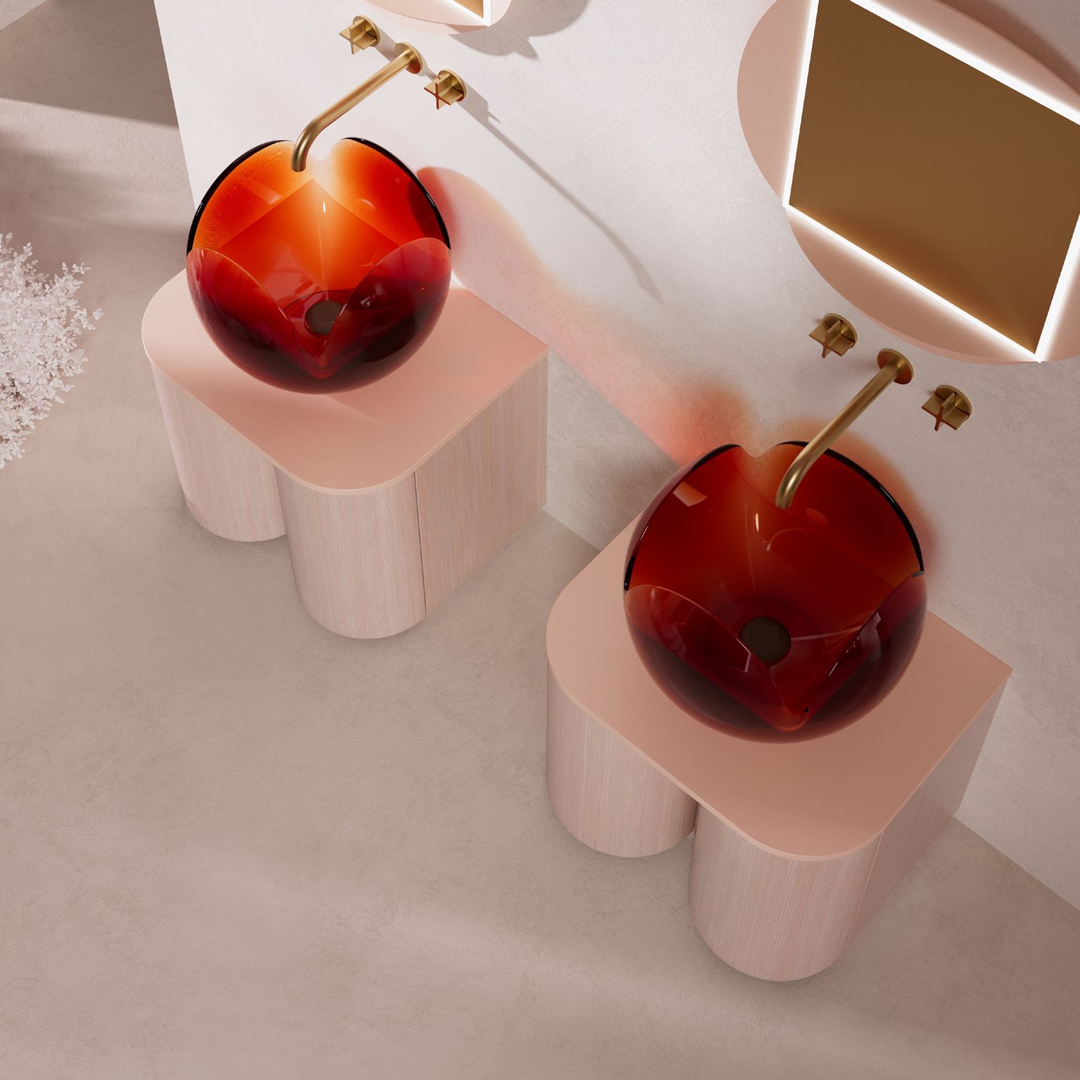  Chậu lavabo đặt bàn trong suốt - HA0812T-Red 