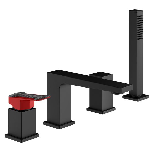  Vòi bồn tắm có sen cầm tay 4 lỗ gắn thành Hyper Black - HYP9125-NO 