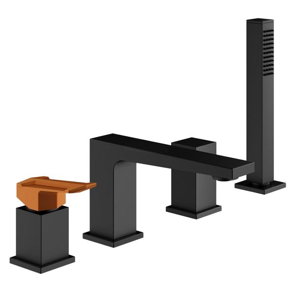  Vòi bồn tắm có sen cầm tay 4 lỗ gắn thành Hyper Black - HYP9125-NO 
