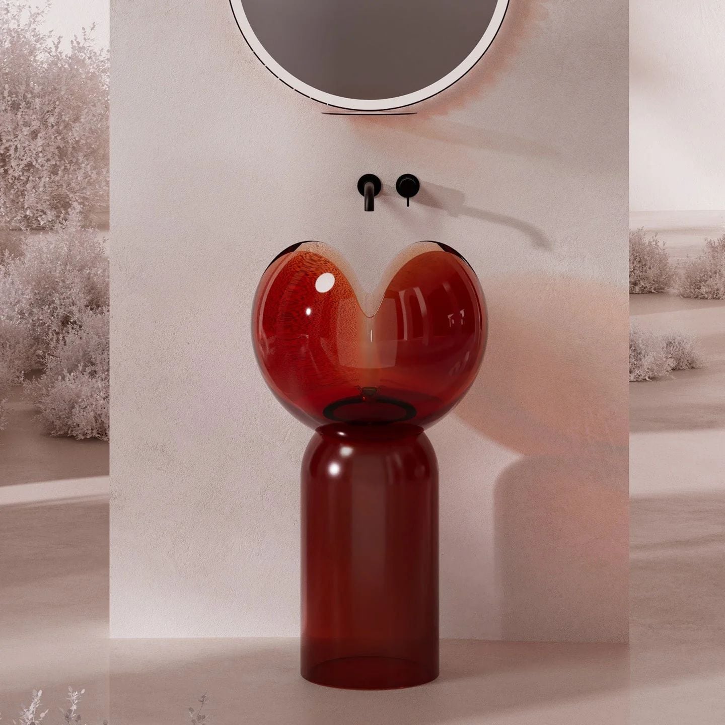  Chậu lavabo chân dài trong suốt - HZ0811T-Red 