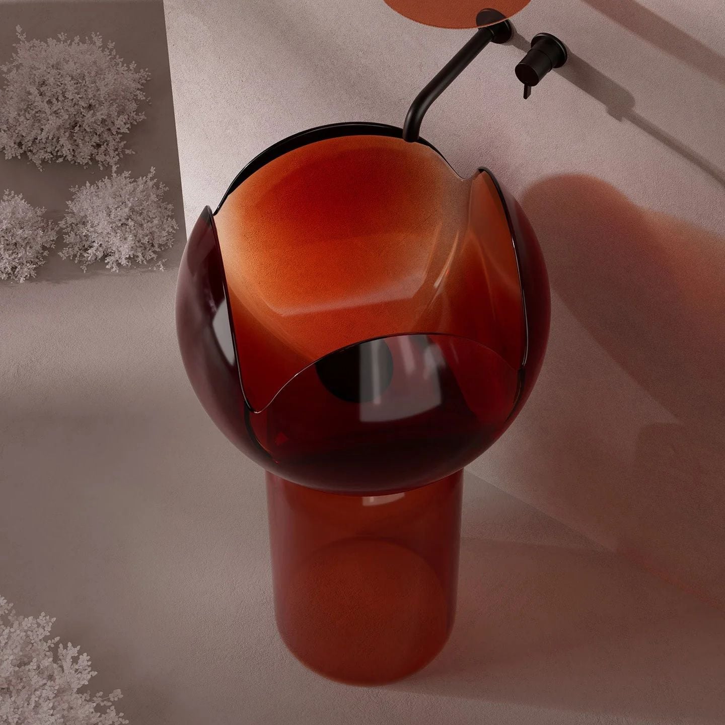  Chậu lavabo chân dài trong suốt - HZ0811T-Red 